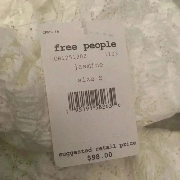 Free People Tea Time Womens Long Puff Sleeve Floral Lace Stretch Crop Top NEW - Picture 8 of 10